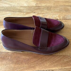 MADEWELL BURGUNDY SUEDE + LEATHER  ALEX LOAFERS FLATS SHOES SZ  7